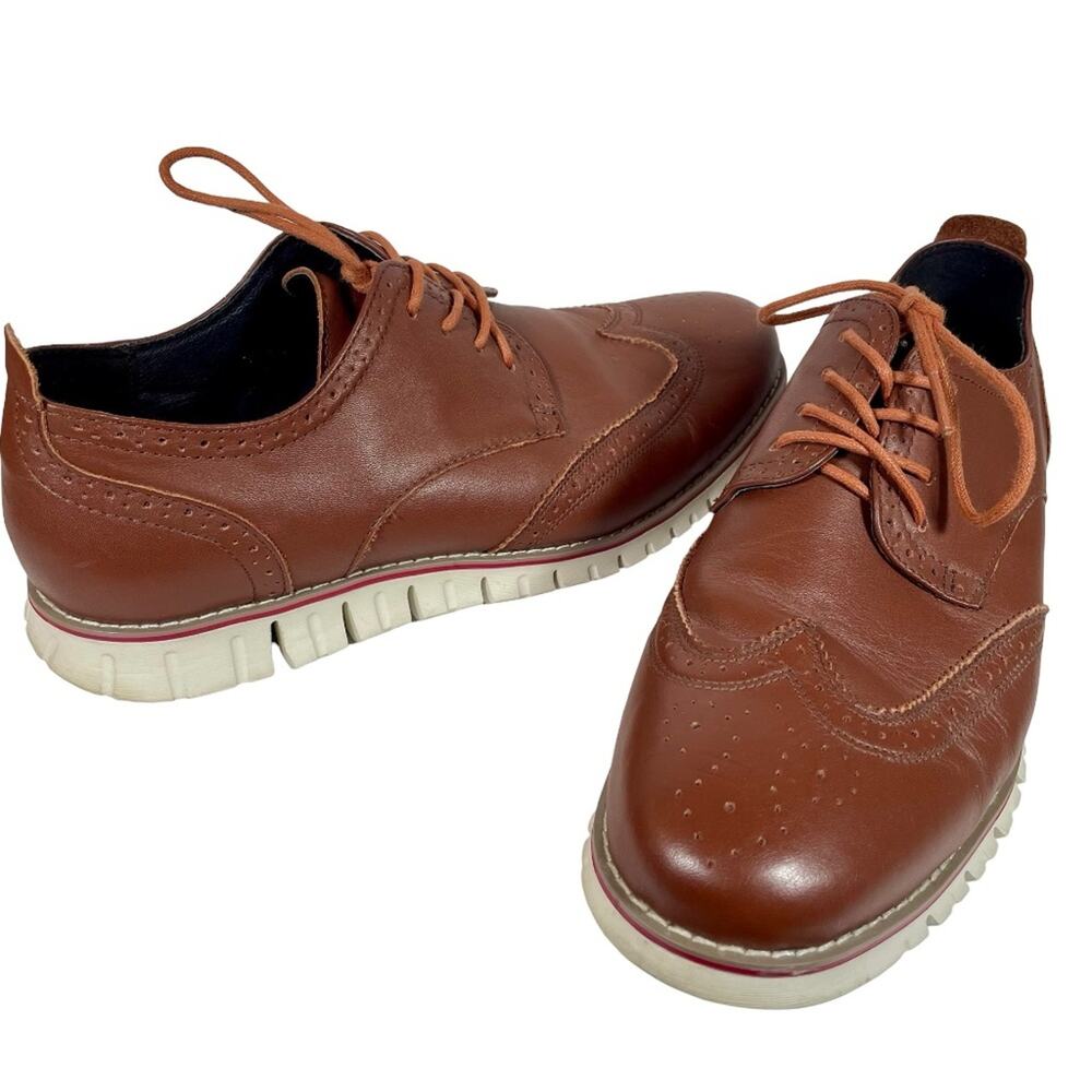 LAOKS Men's Brown Leather Wingtip Oxford Hybrid Dress Shoe Sz 10.5 Lace-Up